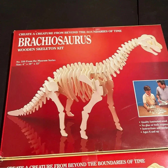 Vintage Wood Dinosaur Models Lot of 2 Safari LTD Brachiosaurus & Spinosaurus - Picture 3 of 7